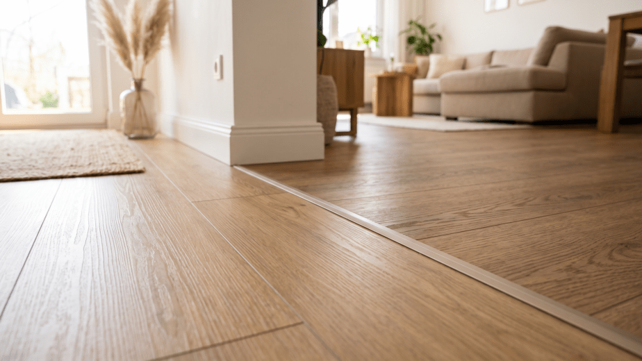 Klebevinyl und Klick-Vinyl im Vergleich – zwei Vinylböden in Holzoptik nebeneinander in einem hellen Wohnraum