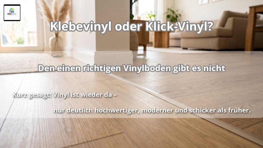 Klebevinyl und Klick-Vinyl im Vergleich – zwei Vinylböden in Holzoptik nebeneinander in einem hellen Wohnraum